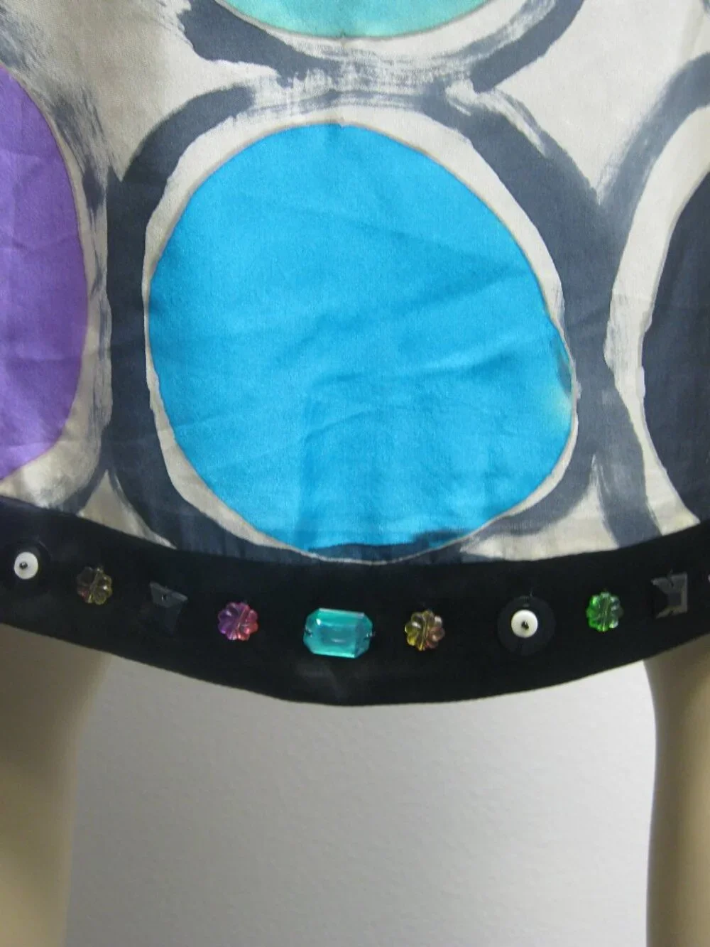 Sue Wong Y2K 100% SILK Beaded Evening Cocktail 28 Dress Circle Purple Teal Short - Picture 5 of 16